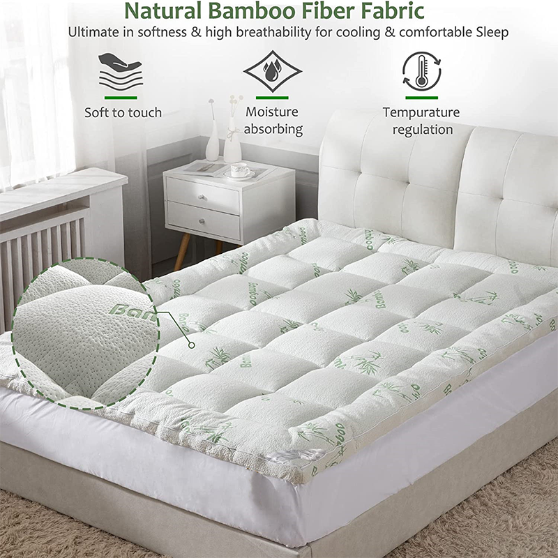 Queen Size Mattress Topper - Bamboo Pillow Top for Back Pain Relief