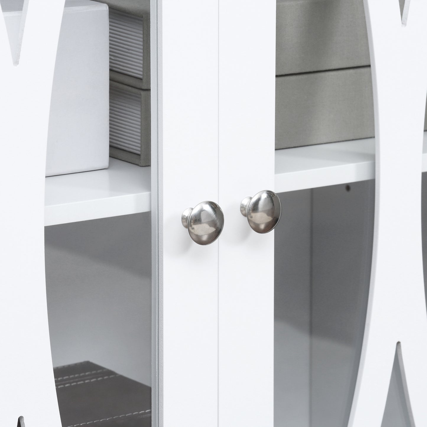 Sideboard, Buffet Cabinet with 3 Tempered Glass Doors, Arc Pattern