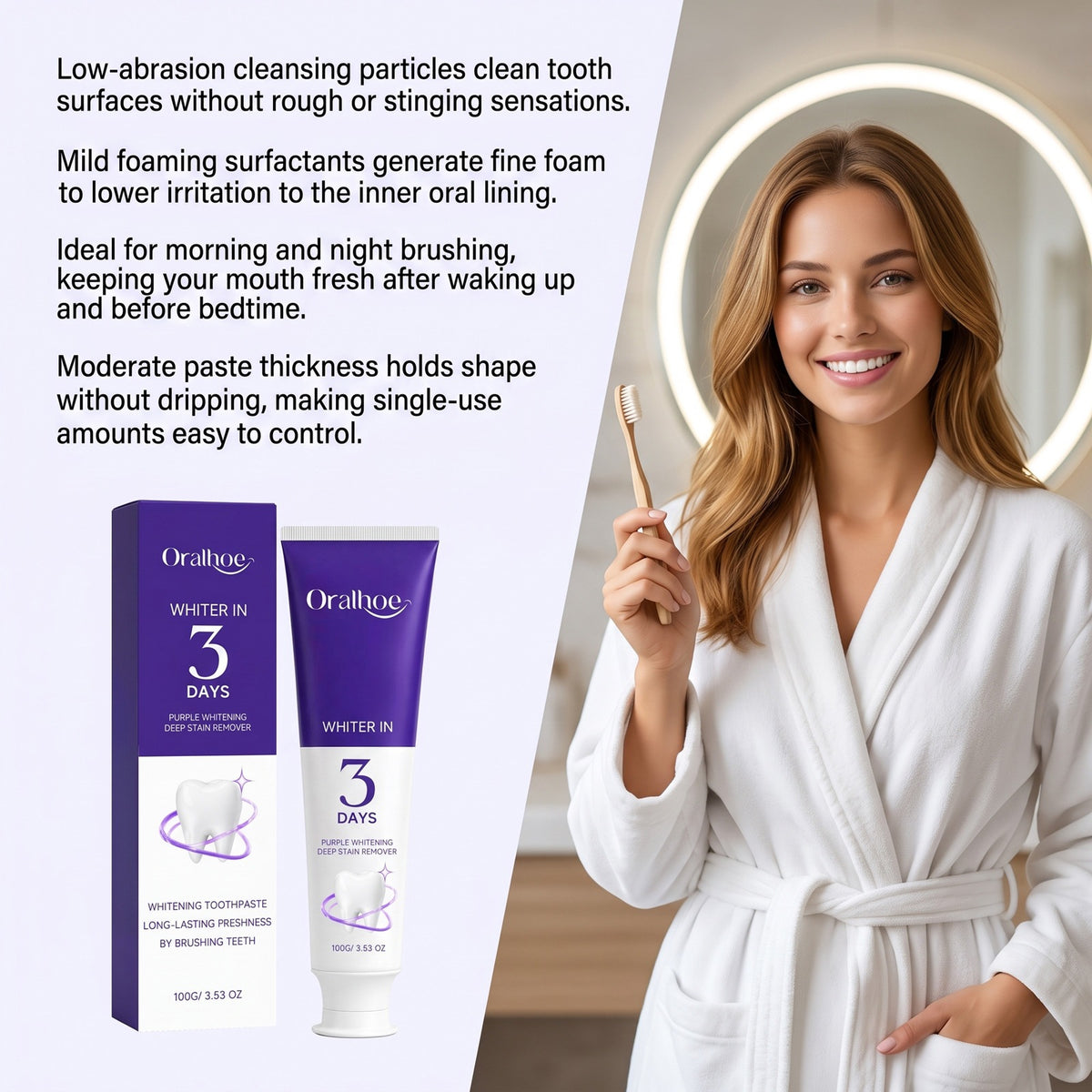 Purple Bright-White Toothpaste 100G for Oral Hygiene Fresh Breath