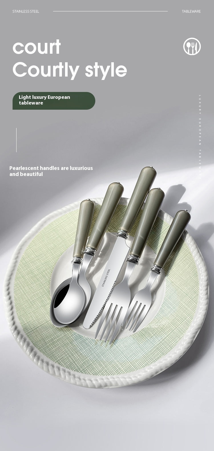 Luxury Nordic Style Household Kitchen Cutlery Set - Portable Knife Fork Spoon