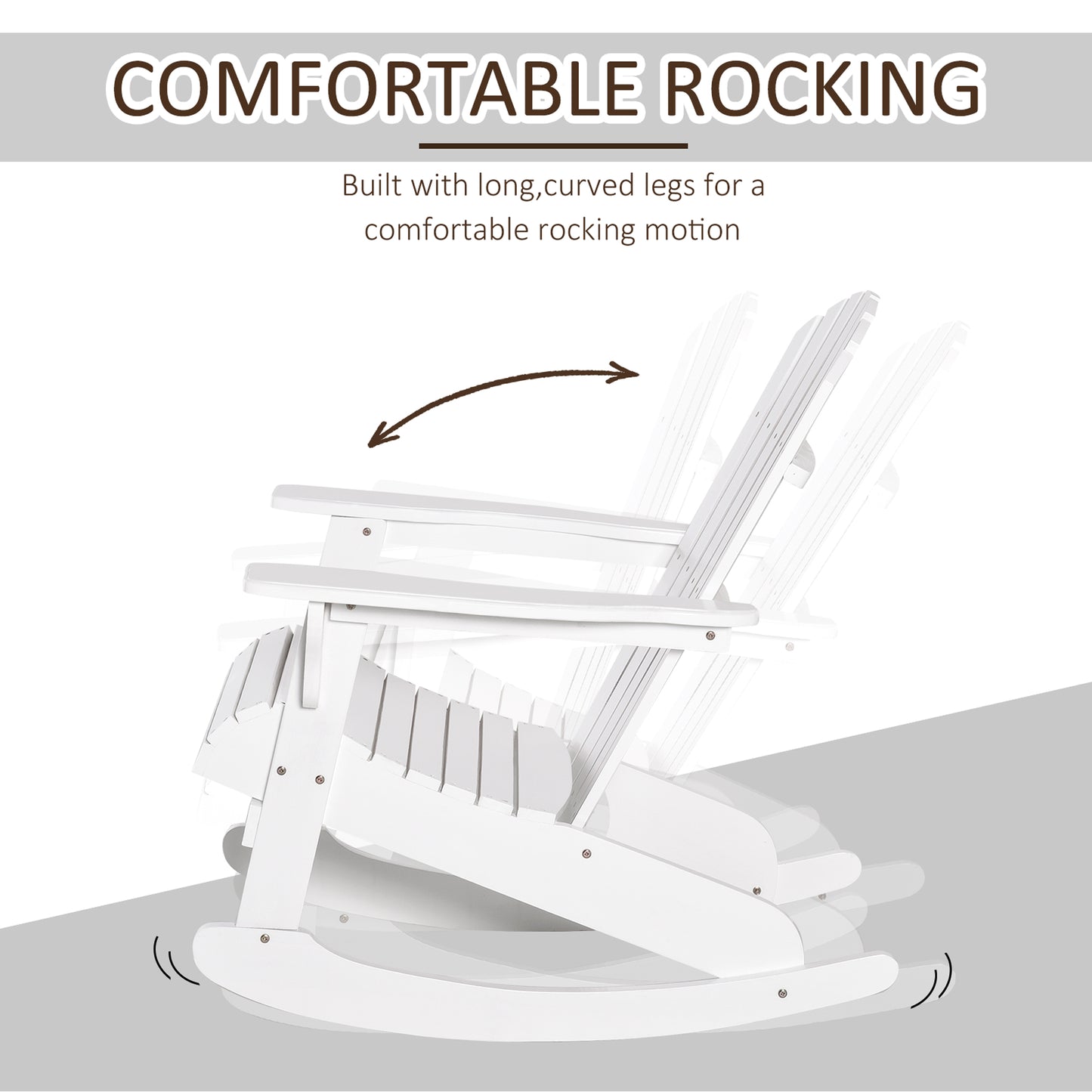 White Wooden Adirondack Rocking Chair - Outdoor Lounge Seating
