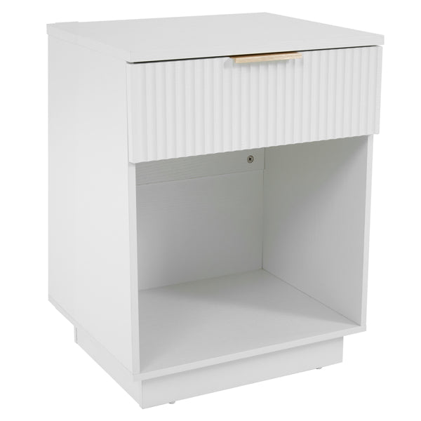 White Night Stand with Drawer & Shelf - 45x40x60cm