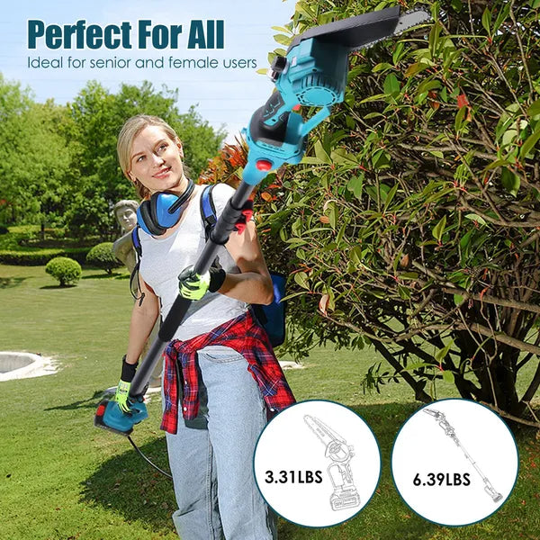 Cordless 2-in-1 Pole Saw & Chainsaw with Extension, Brushless Motor, 21V Battery