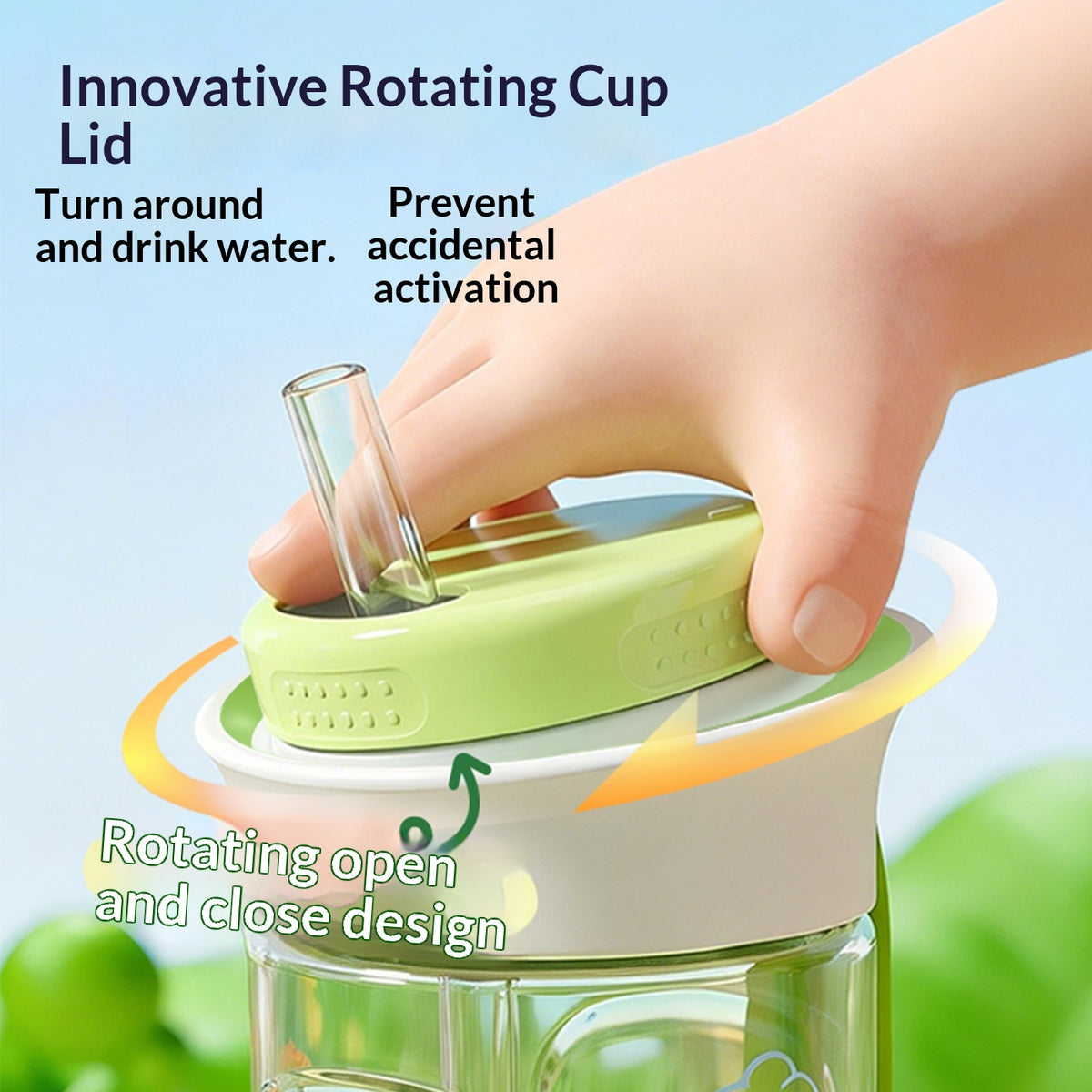 Large-Capacity Cartoon Drinkware with Straw and Handle - 520ml