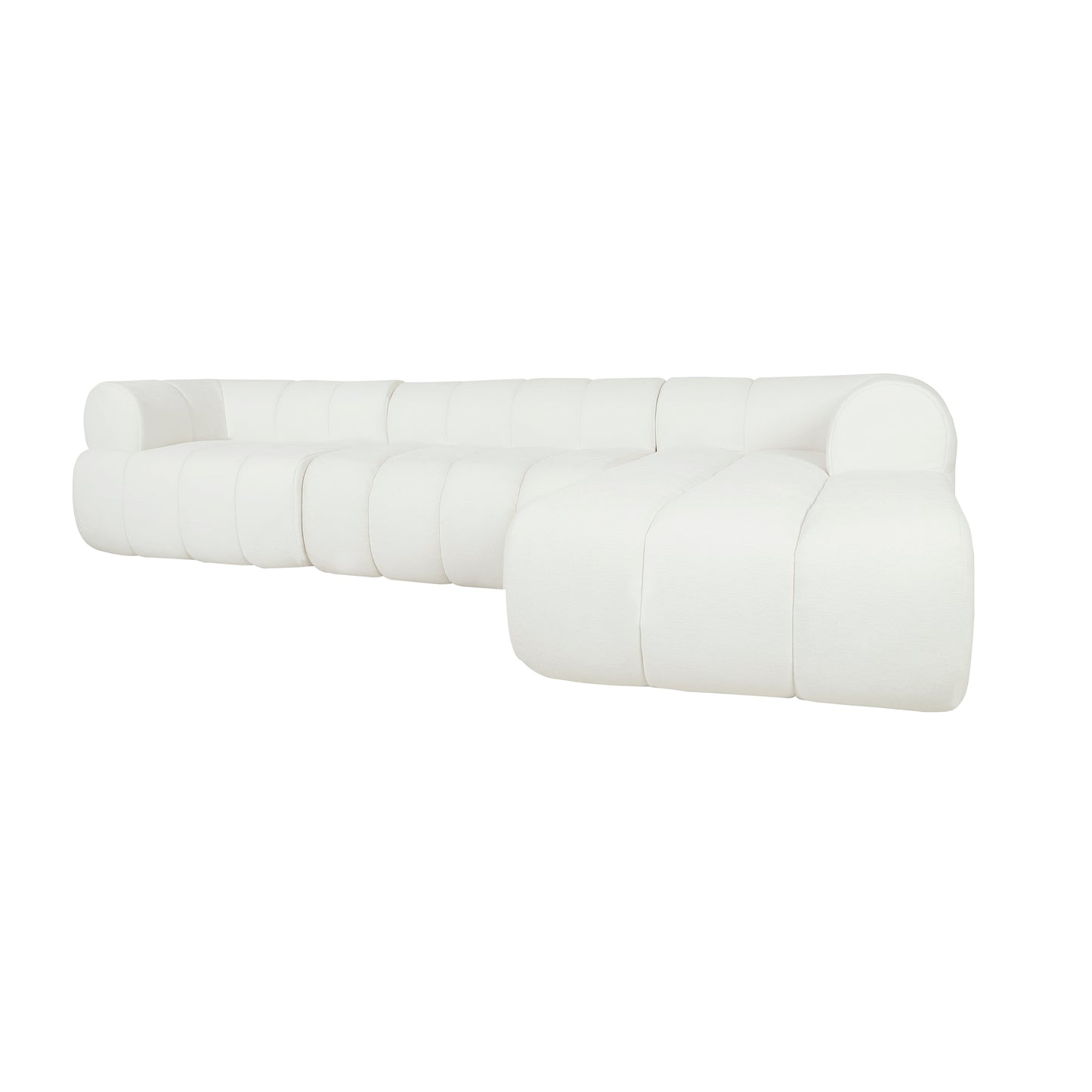 L-Shaped Sectional Sofa - 122" Beige Foam & Polyester Set