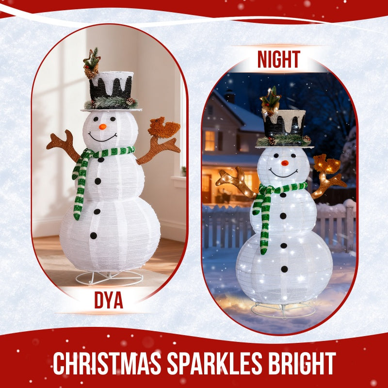 4ft White LED Snowman with Squirrel - Christmas Decoration