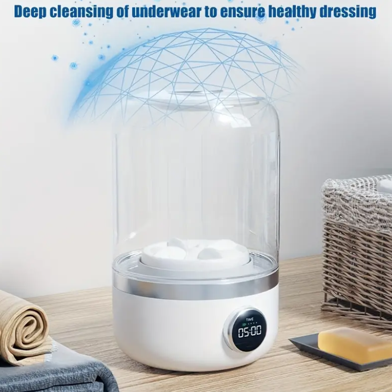 Portable Mini Washer 1.2L - USB Rechargeable Cordless Laundry for Travel & Home