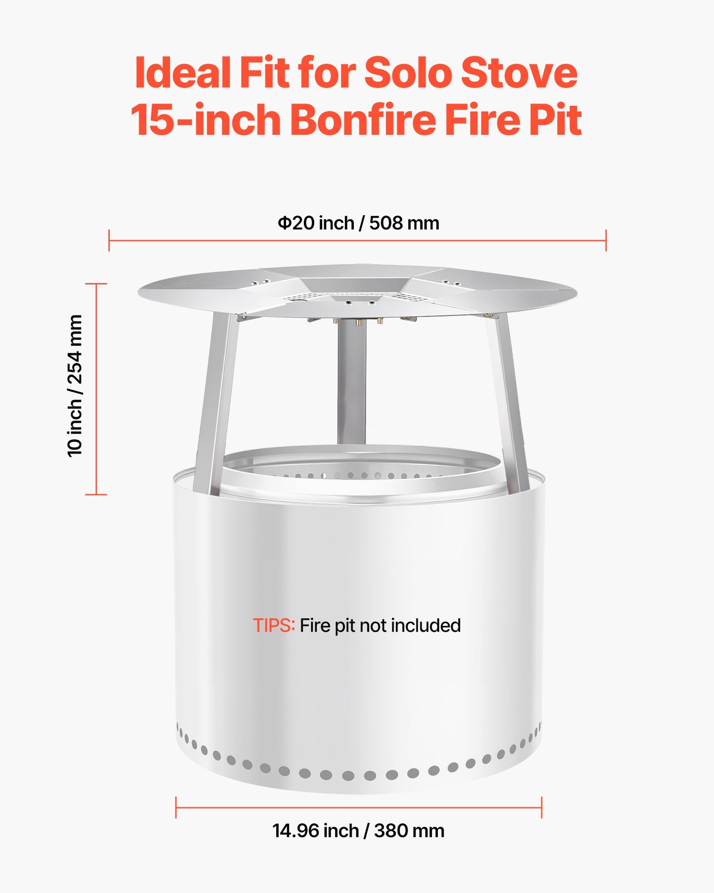 Stainless Steel Fire Pit Heat Deflector for Yukon Bonfire - 20 Inch