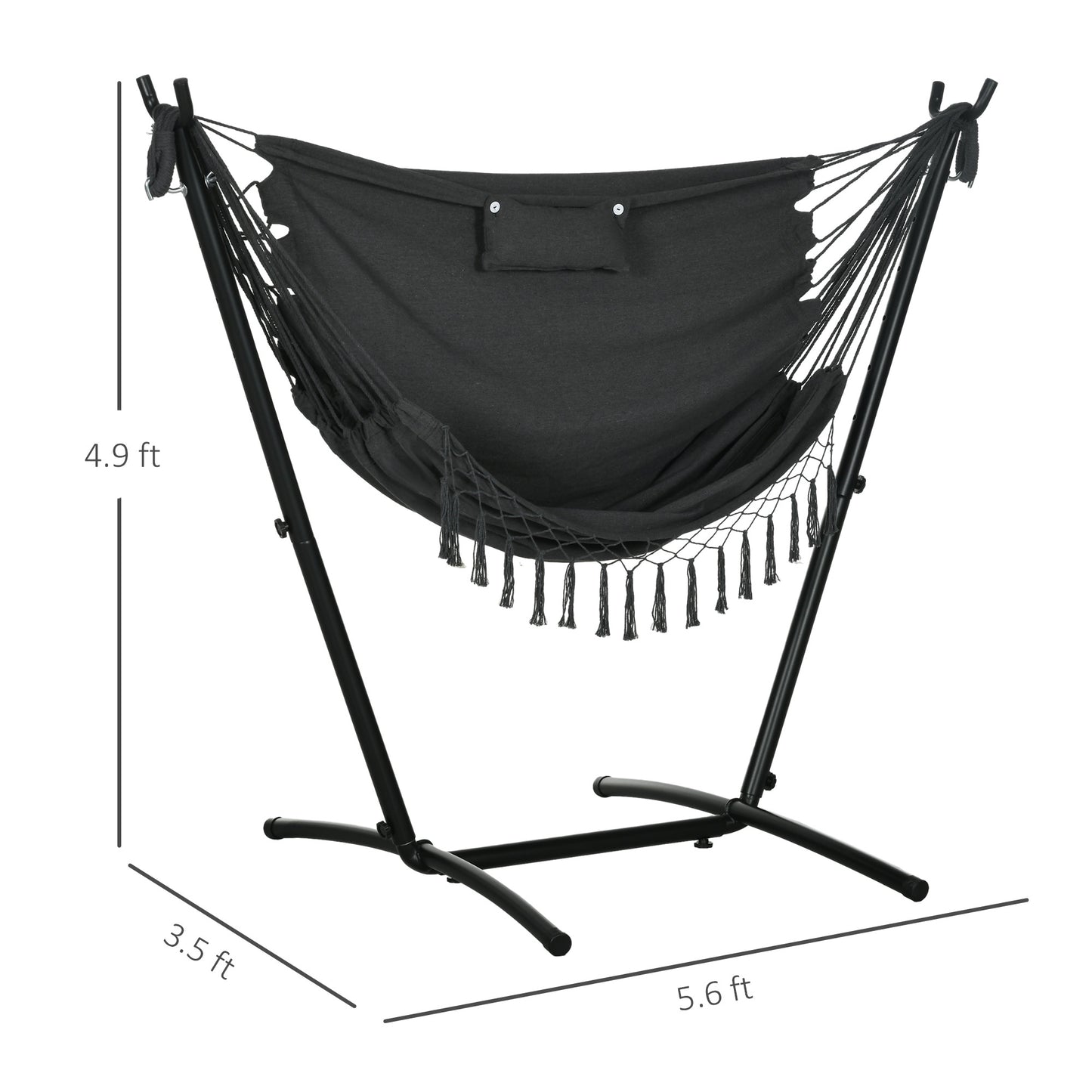 U-Shape Hammock Chair with Headrest - Dark Gray