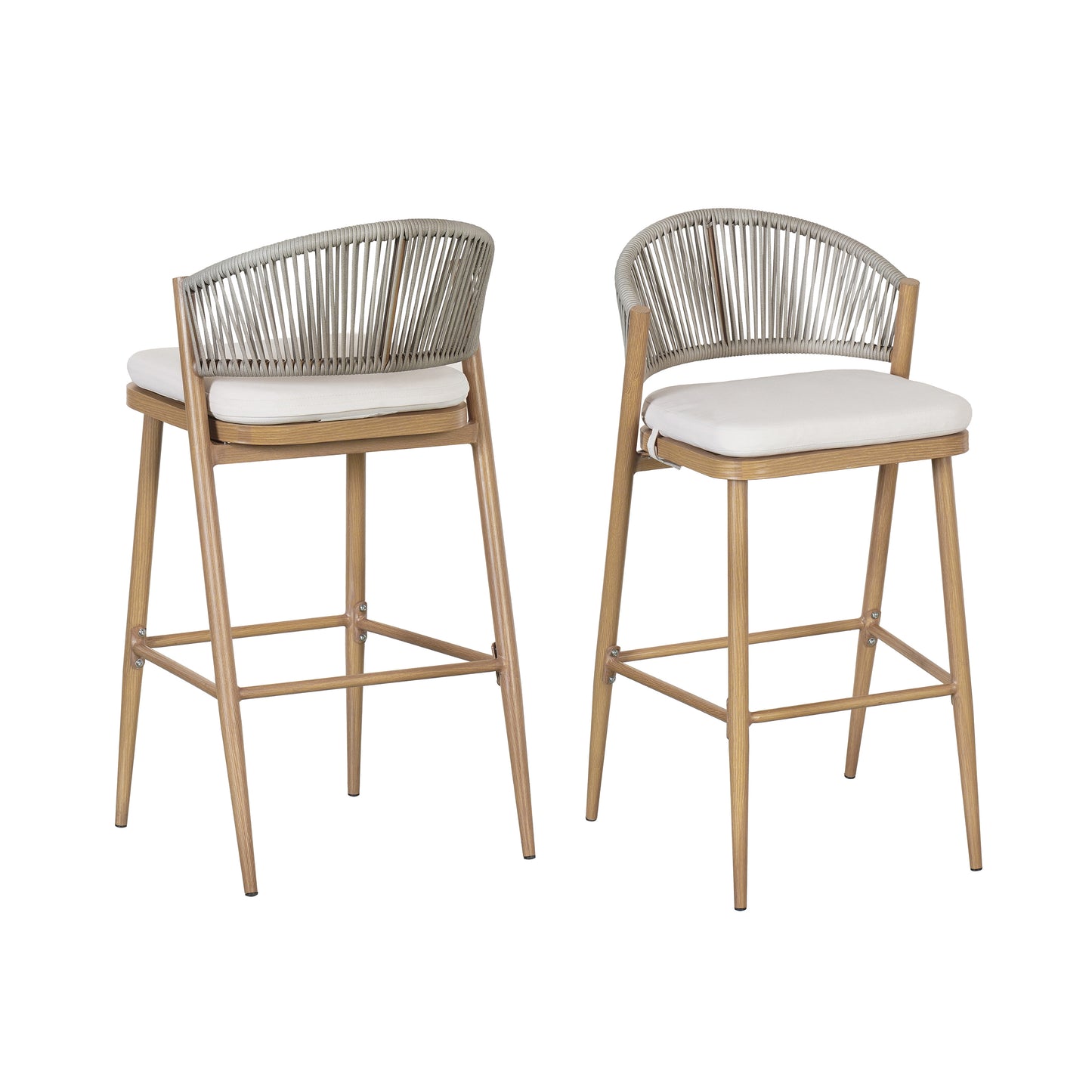 Outdoor 30.25 Seat Height Aluminum Frame Barstools With PE Rattan