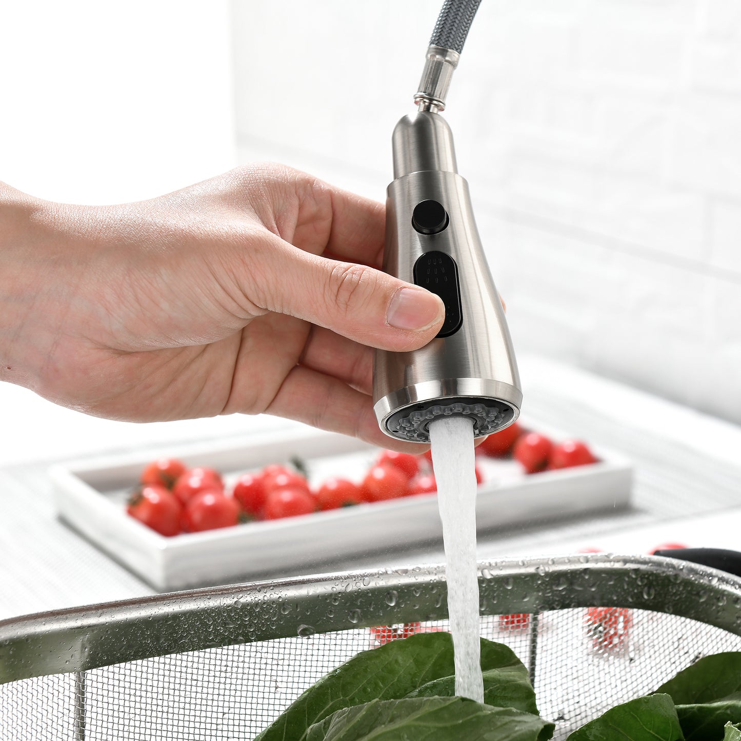Single Handle Stainless Steel Pull Down Kitchen Faucet - Silvery