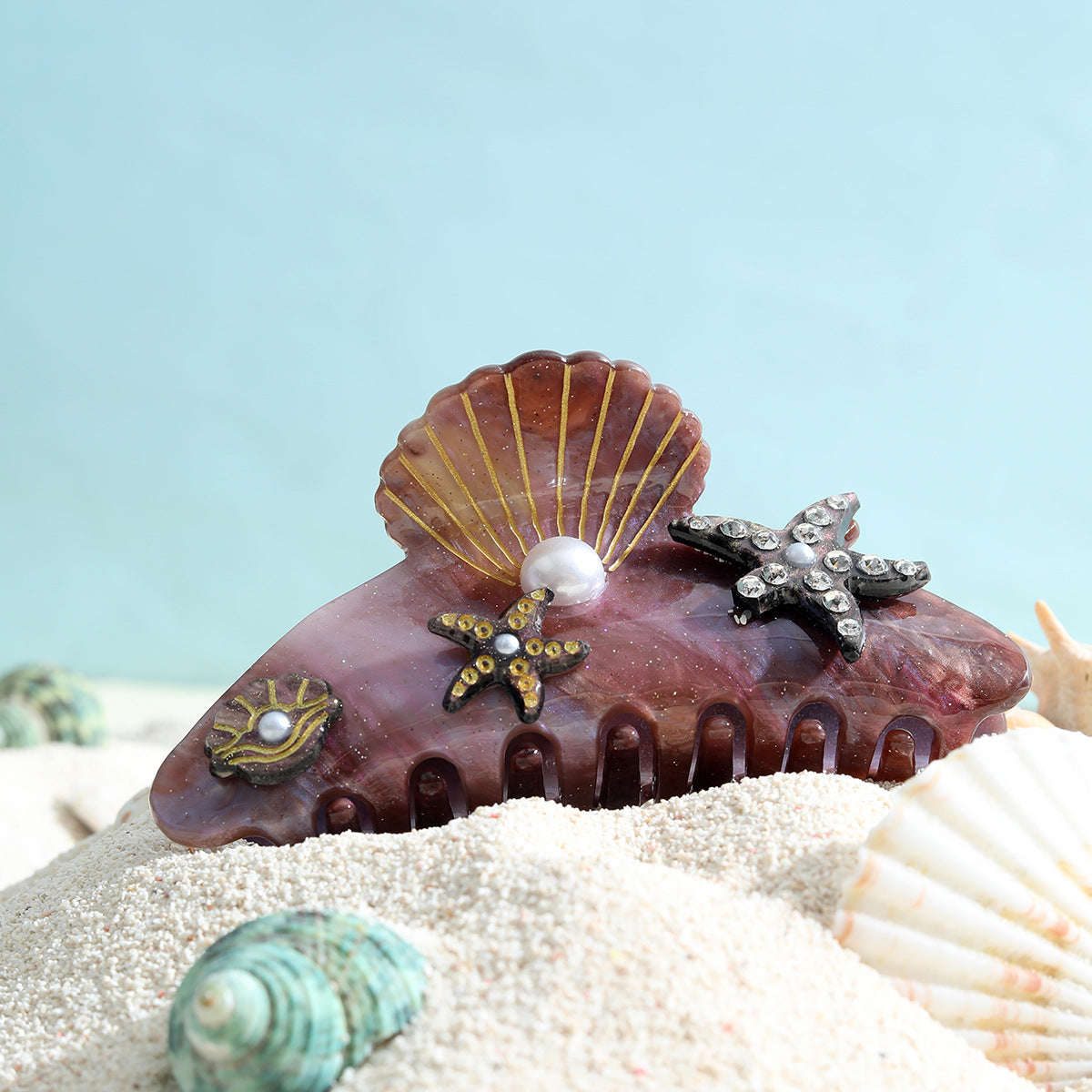 Acrylic Starfish Shell Hair Barrette