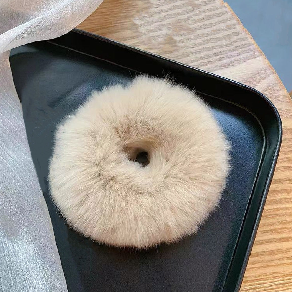 Plush Hair Ring with Rabbit Hair - Multiple Colors