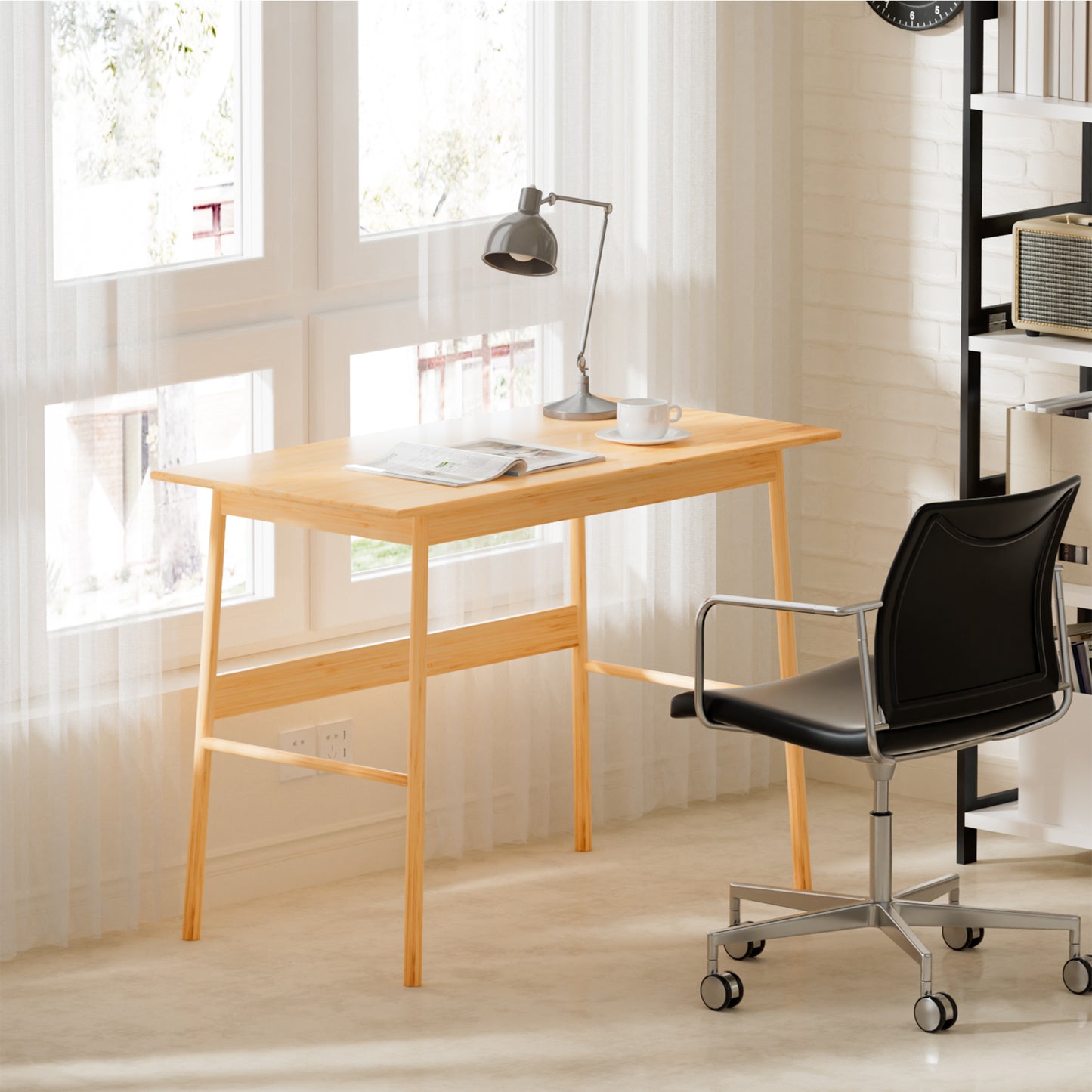 Bamboo Computer Desk - Modern Writing Desk for Home Office