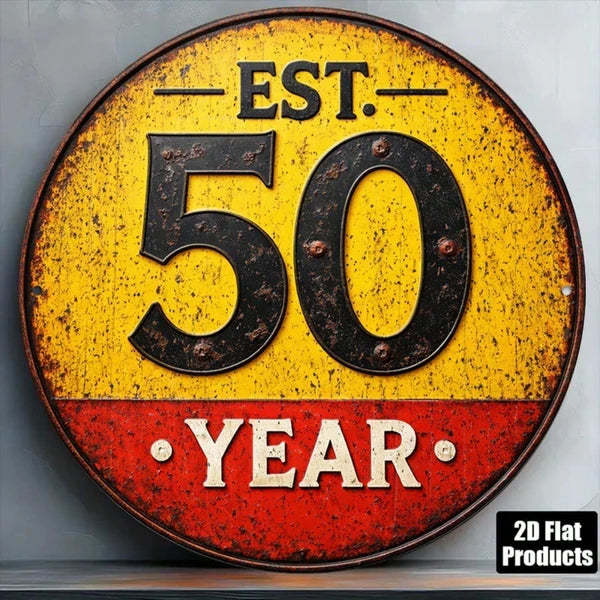 50th Anniversary Vintage Plaque - 8x8 Inch Metal Sign