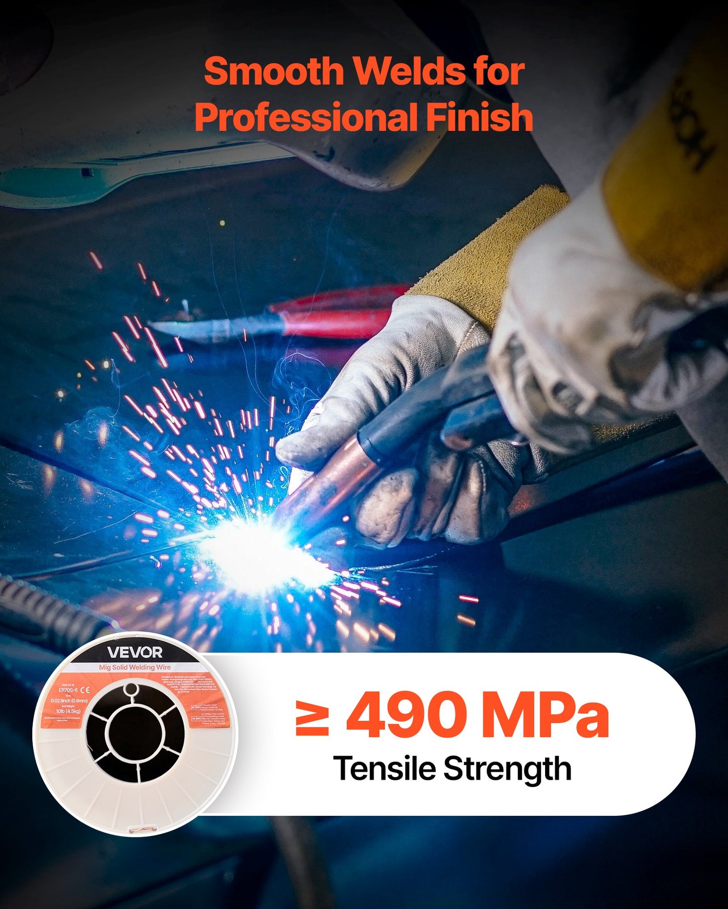 Solid MIG Welding Wire ER70S-6 0.023 Inch 10 LBS Low Spatter Steel Wire