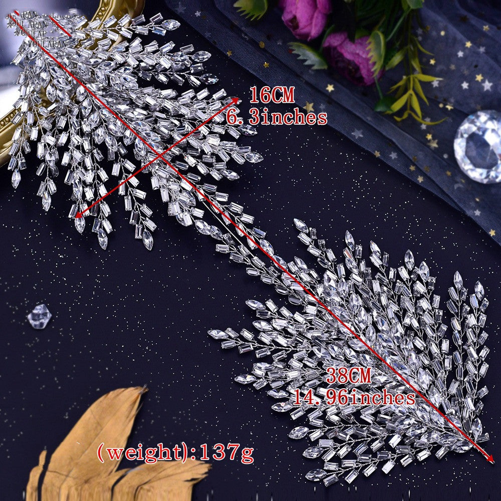Silver Rhinestone Headband - Crystal Plaid