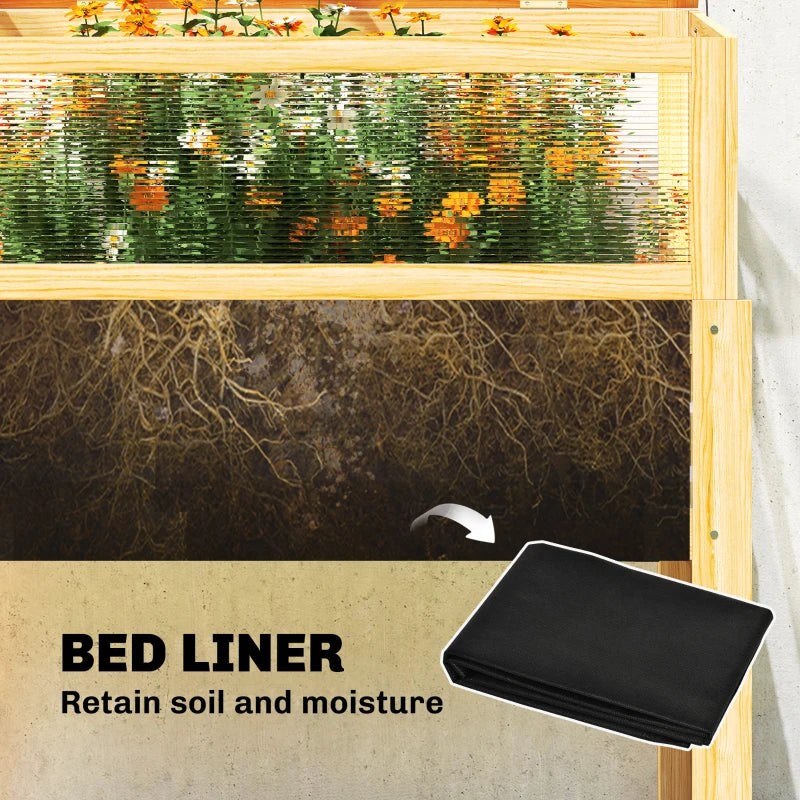Elevated Raised Garden Bed with Cold Frame - Natural Wood