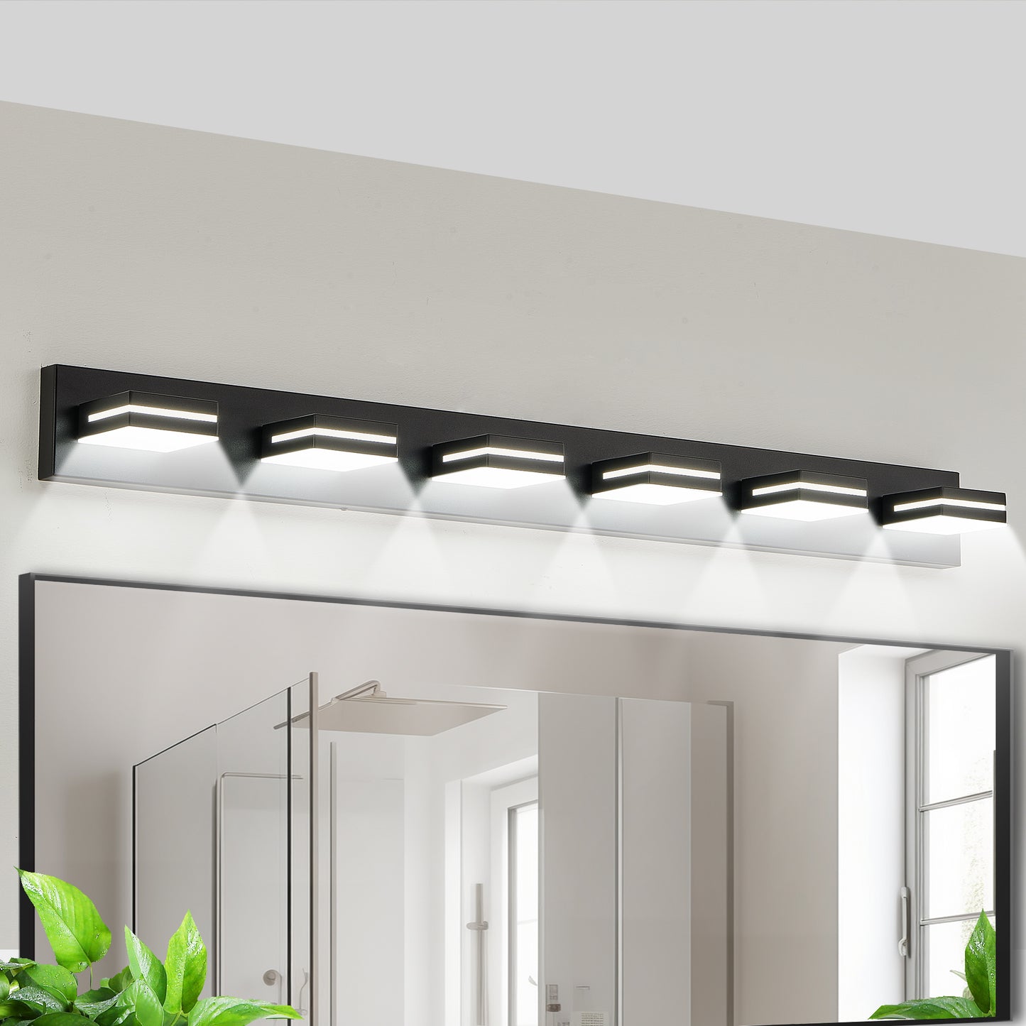Modern Black LED Vanity Light - 6-Light Wall Sconce for Bathroom