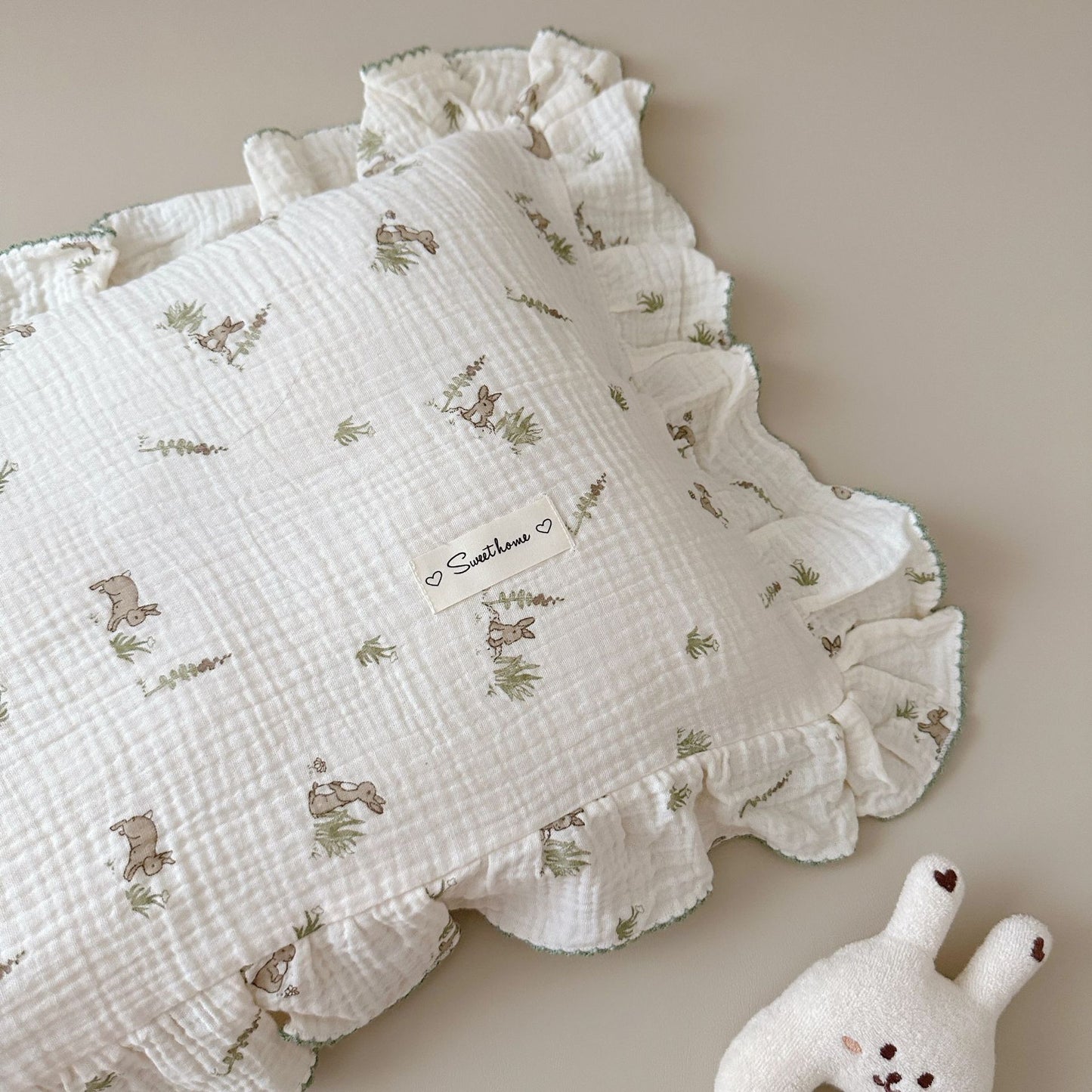 Korean Floral Cotton Gauze Pillowcase - Soft Home Bedding