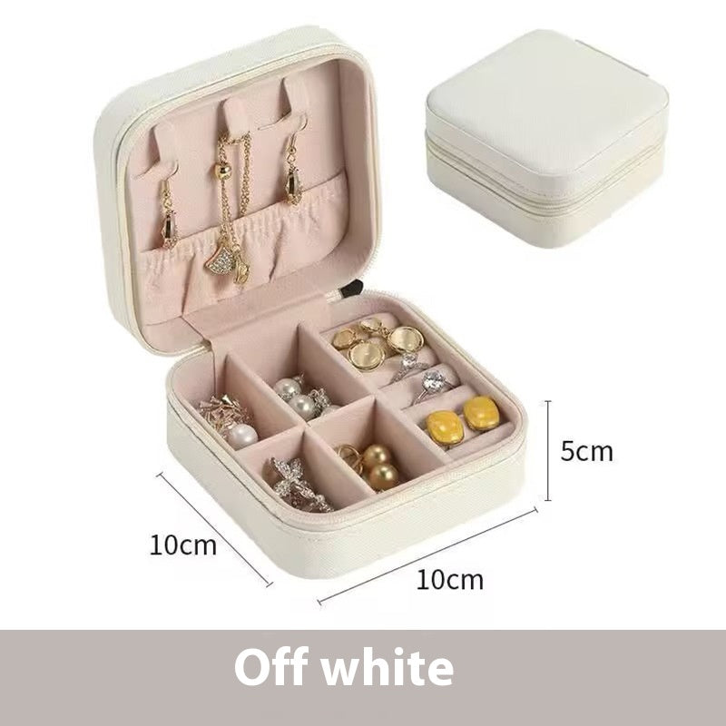 Portable Jewelry Box with Velvet Interior for Rings and Earrings
