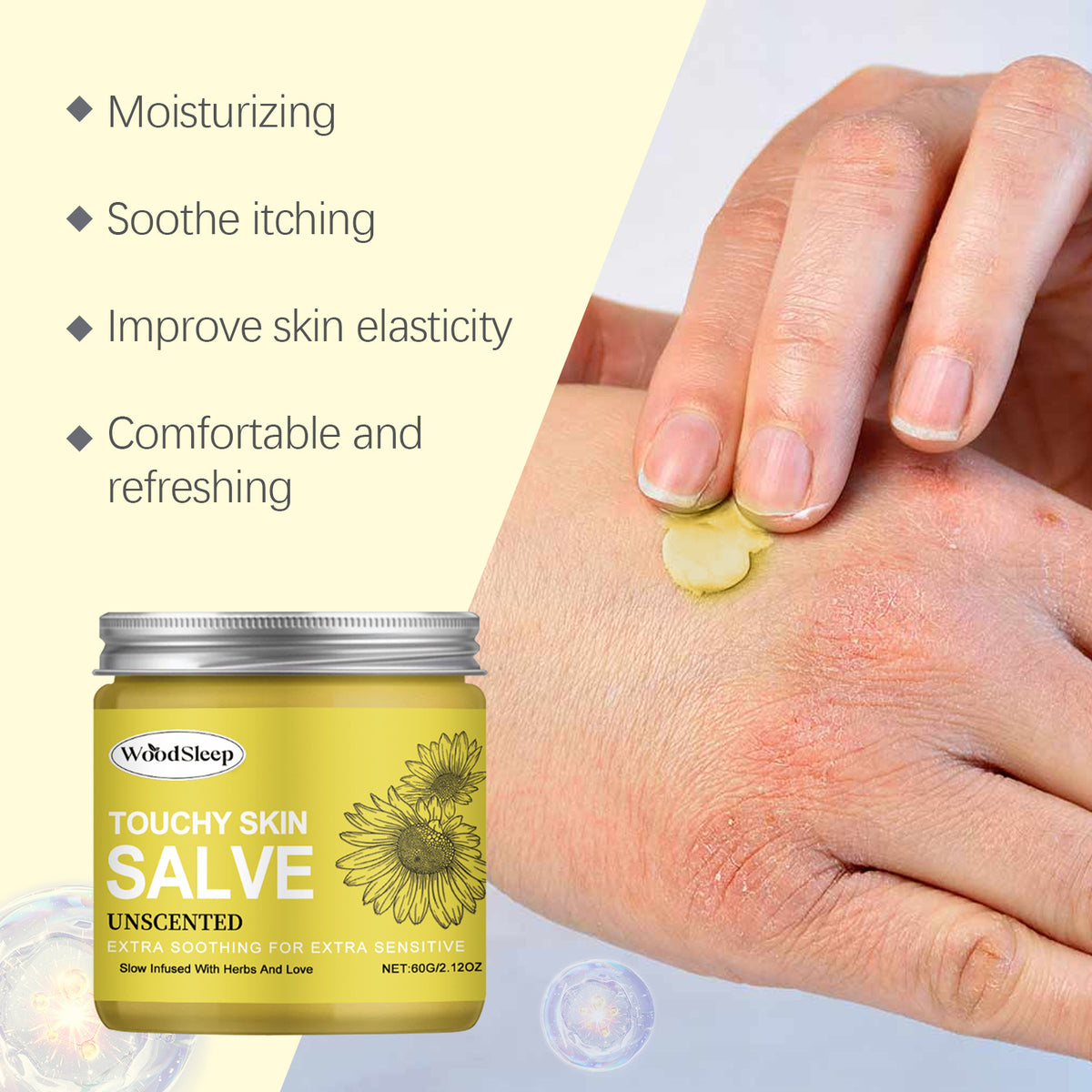 Herbal Skin Soothing Cream for Dry and Red Skin - Hydrating Body Care 60g