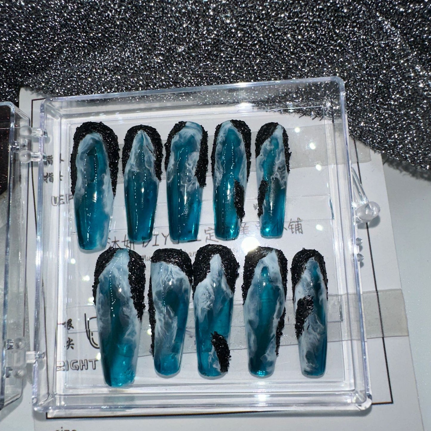 Handmade Nail Art Glitters Set - Smudges Ice Transparent, Multiple Sizes & Styles