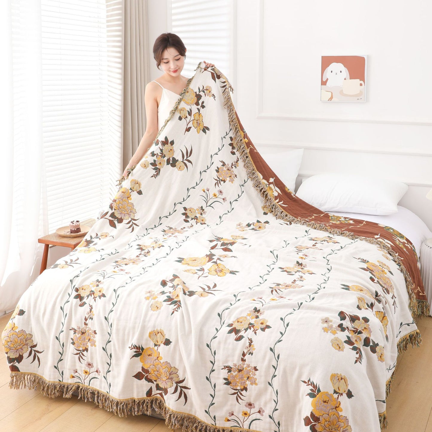 Multi-Layer Cotton Gauze Blanket for Sofa and Home Decor