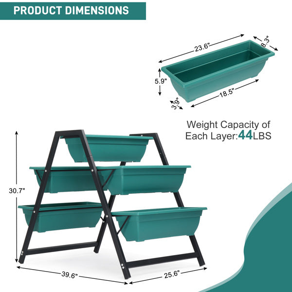 Green Tiered Garden Planting Pots Set - 5 Floors Outdoor Indoor Planters