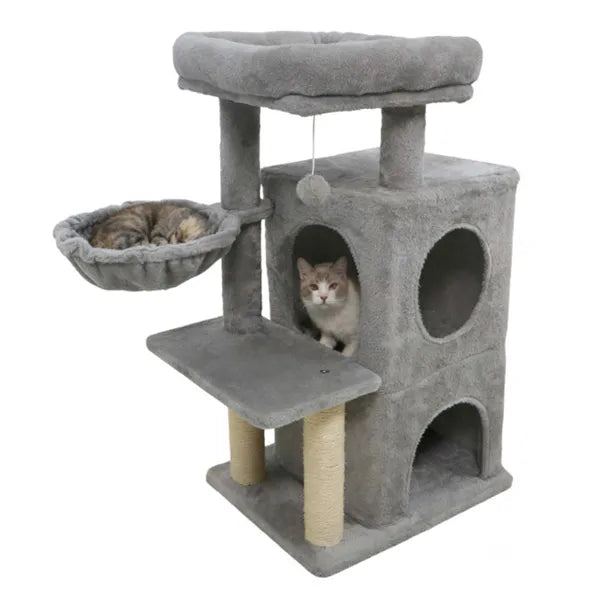 Multi-Level Cat Tree with Condo & Sisal Scratching Posts - Gray, 33.5 Inch