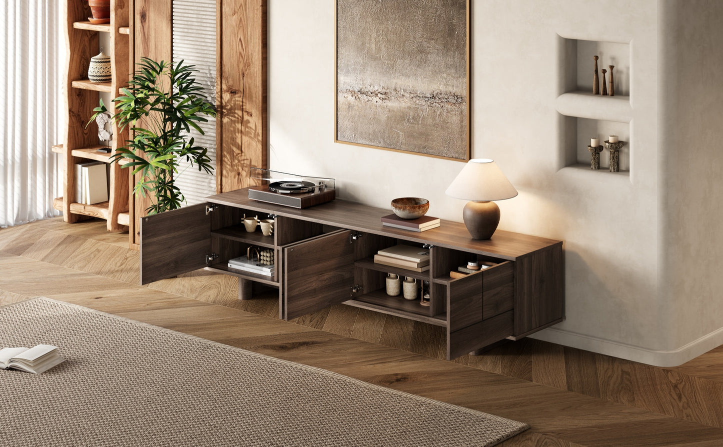 Modern 78-Inch TV Stand for TVs up to 85" - Dark Brown