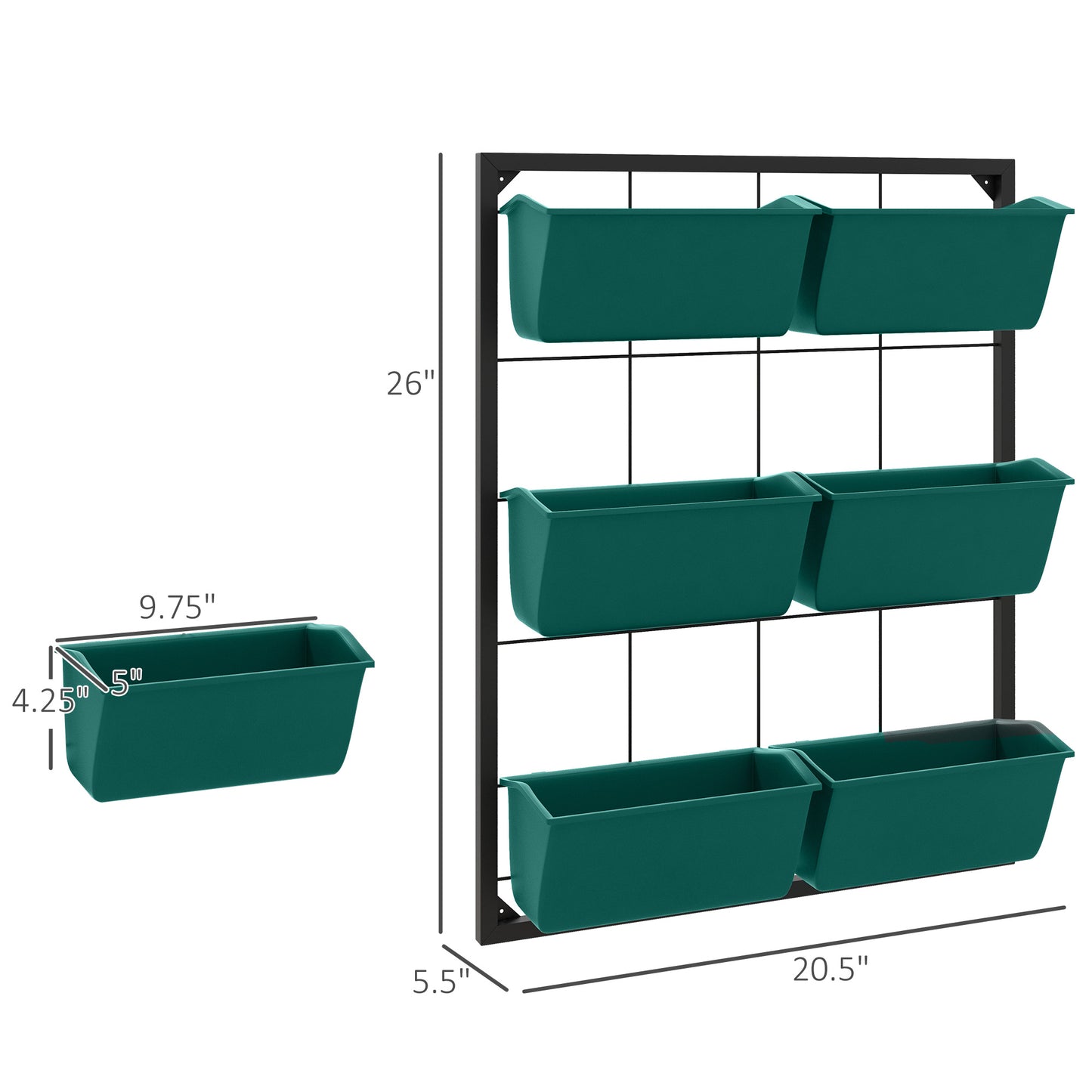 3-Tier Wall-Mounted Plant Holder with 6 Pots for Indoor Outdoor Gardening