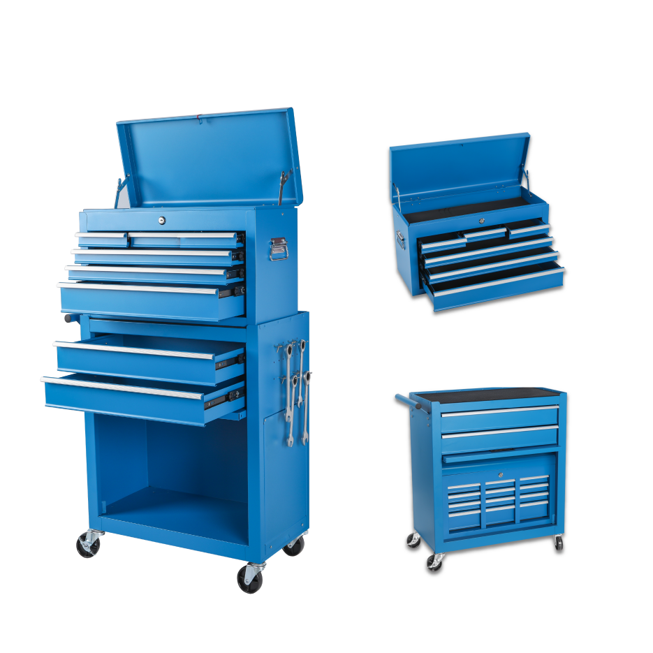 8-Drawer Rolling Tool Chest with Detachable Top - Blue