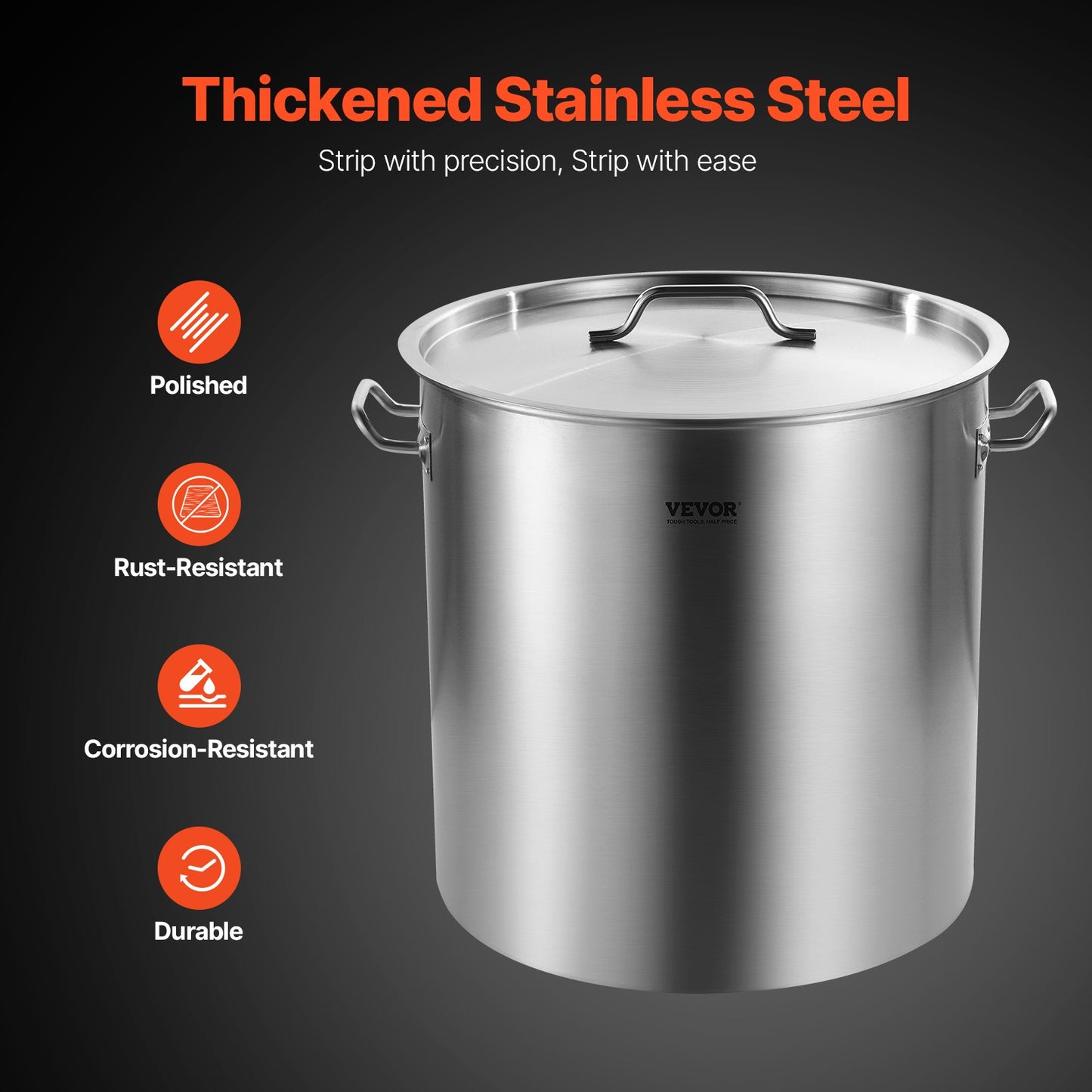 84QT Stainless Steel Stockpot with Lid & Strainer Basket