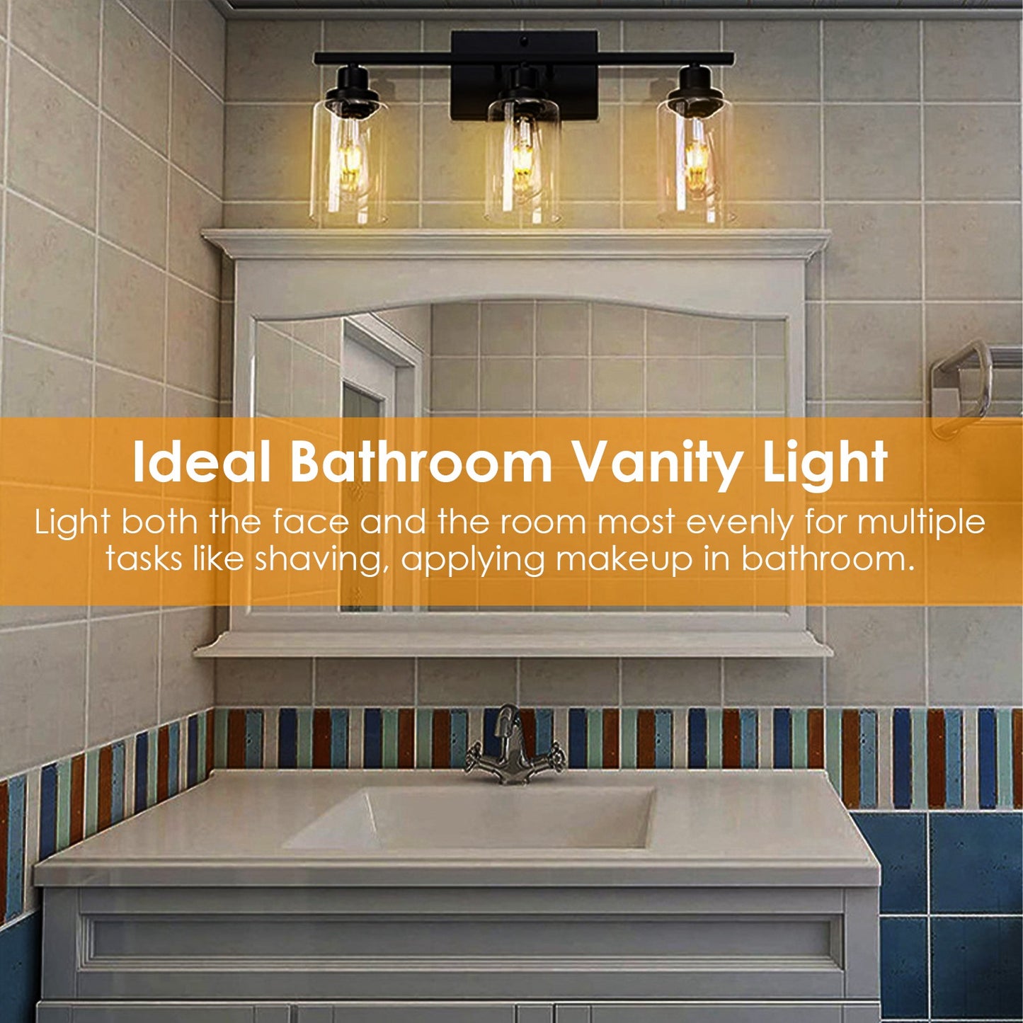 Modern 3-Light Wall Sconce with Glass Shades - Bathroom Vanity & Living Room Lighting