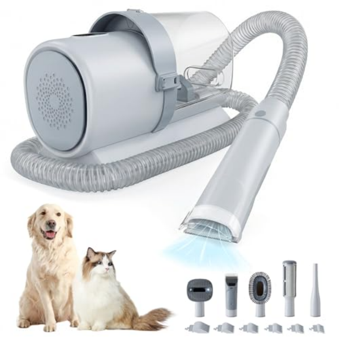 Cordless Pet Hair Clippers with 2.5L Dust Cup & 3 Suction Modes for Grooming
