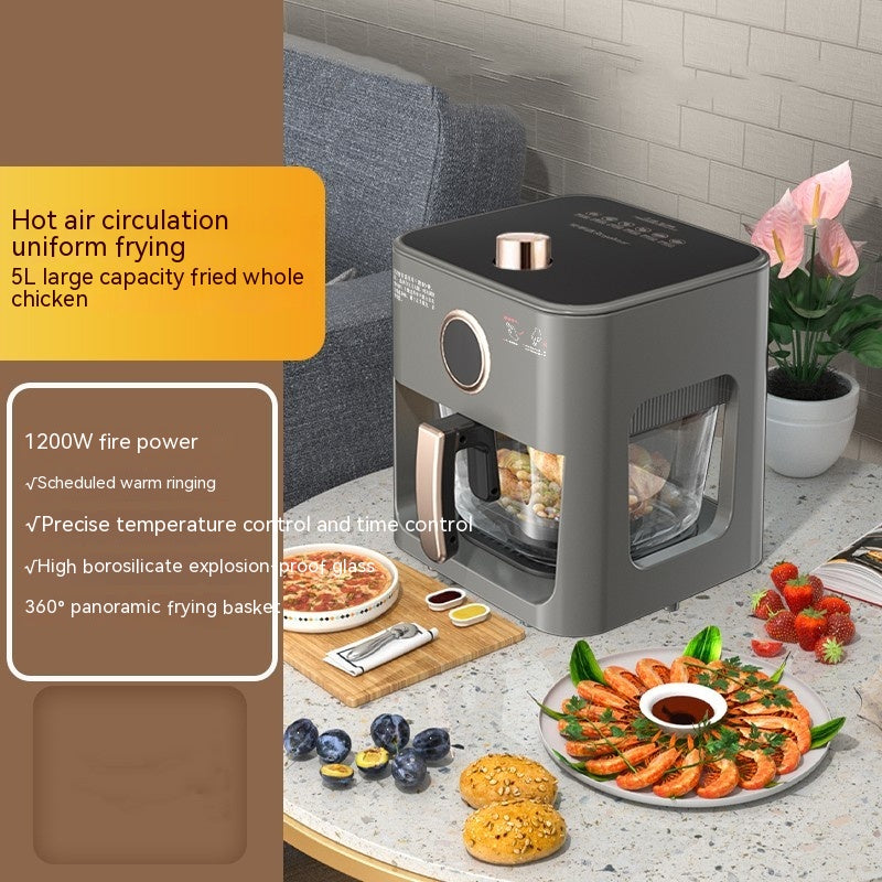 Large-Capacity Automatic Air Fryer with Panoramic Visual Display - 5L