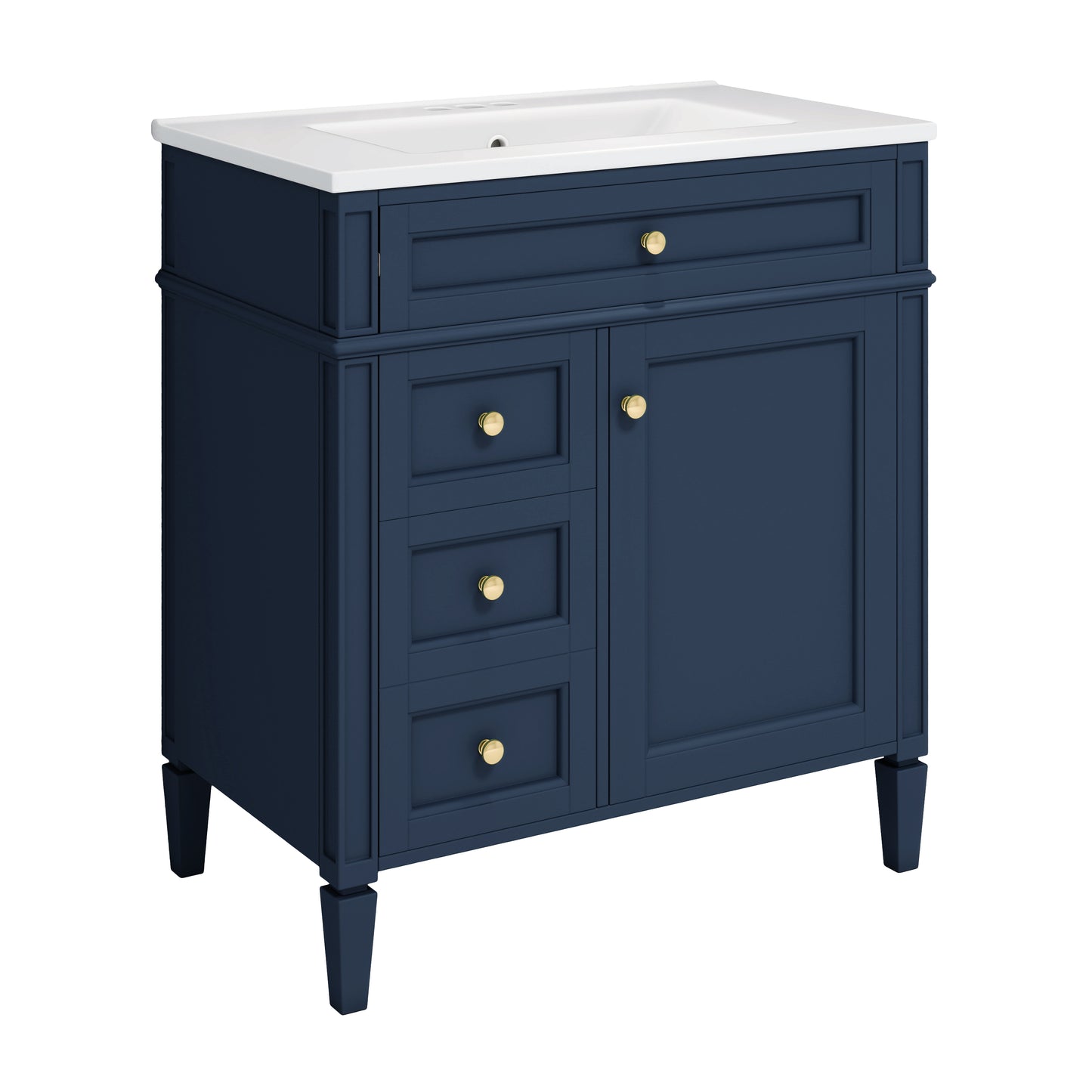 30'' Blue Bathroom Vanity with Ceramic Sink & Storage Drawers