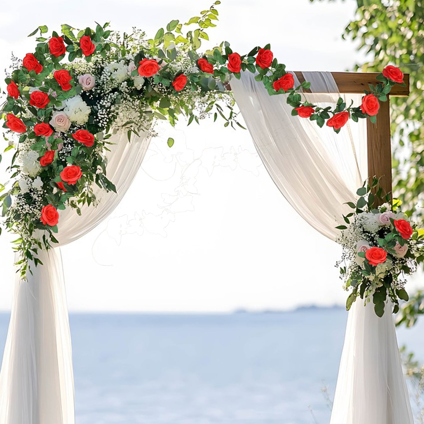 Red Artificial Eucalyptus Garland - 230cm Floral Vine Decoration
