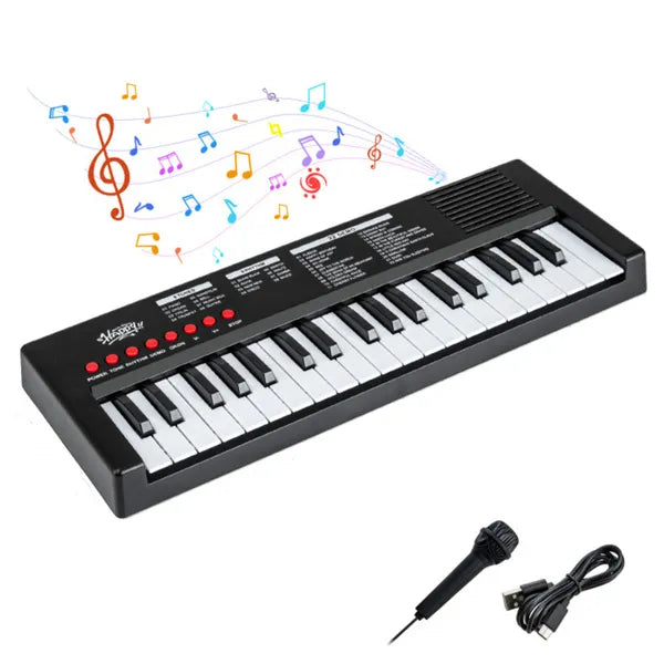 Kids Electronic Keyboard with Microphone - 37 Keys, 8 Tones & 8 Rhythms