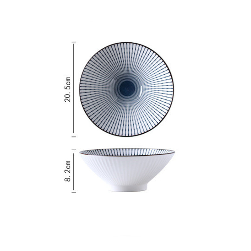 Deepened Ceramic Ramen Bowl - Kitchen Tableware with Multiple Colors
