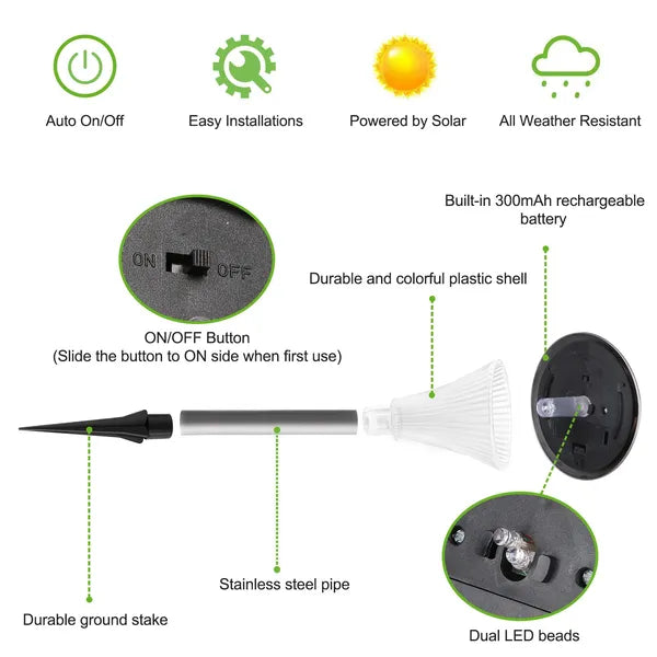 4-Pack Solar Garden Lights Outdoor Waterproof Pathway Landscape Lamps