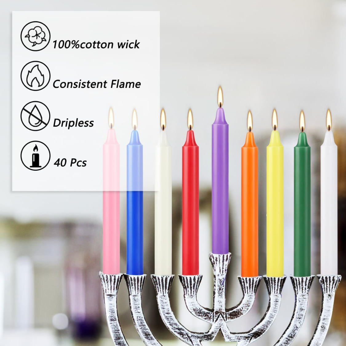 40 Pack Multi-Colored Spell Chime Candles - 4 Inch Unscented