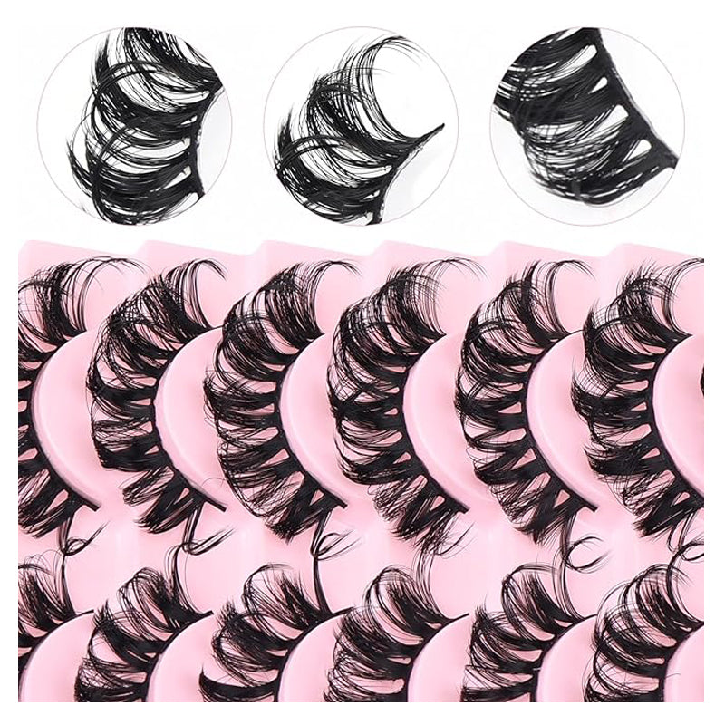 10 Pairs Faux Mink Cluster Eyelashes - Fluffy Long Dramatic Lash Set
