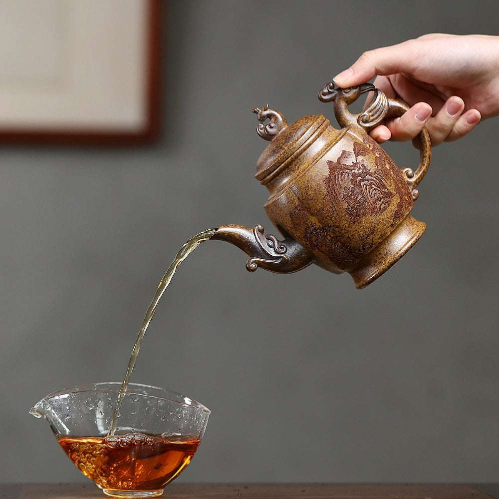 High-Temperature Fired Zisha Teapot Made of Duan Clay for Traditional Chinese Cooking