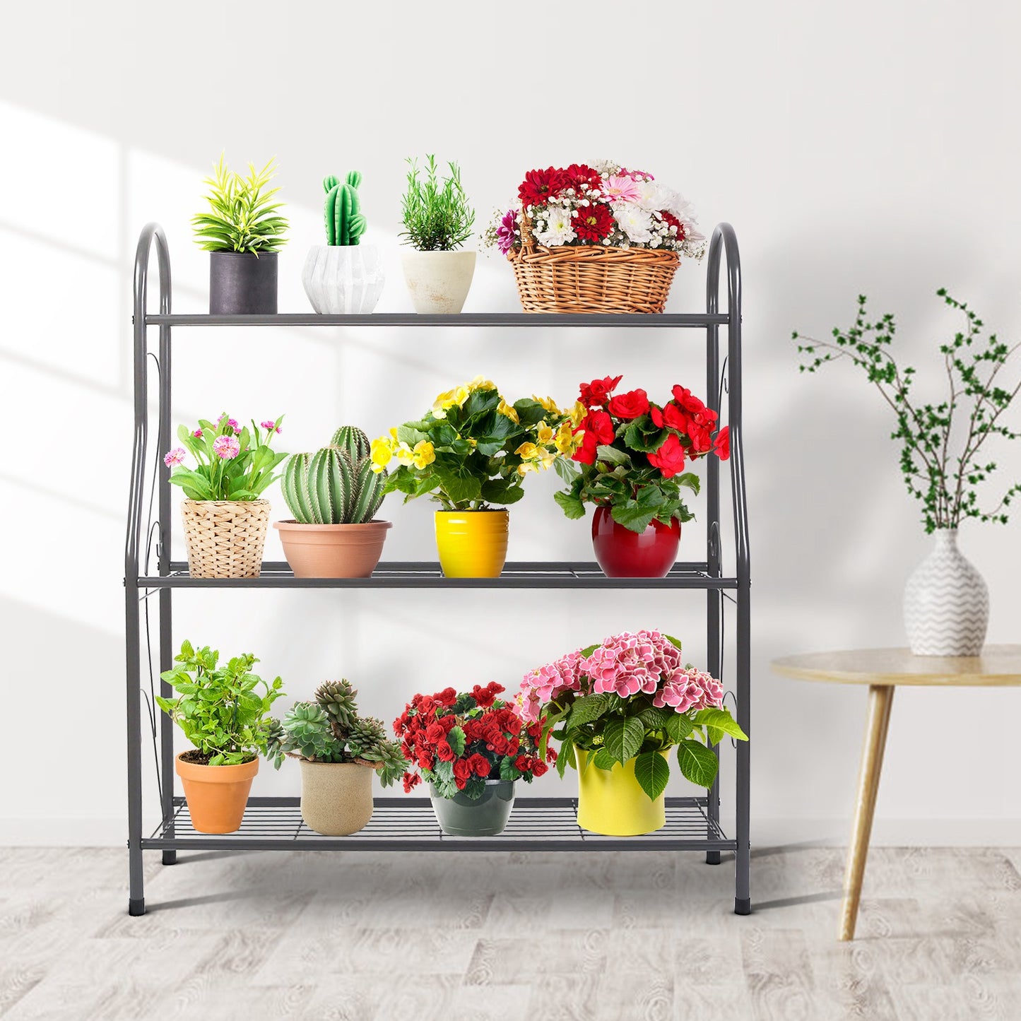3-Tier Plant Stand Shelf with Detachable Shelves Garden Display Rack
