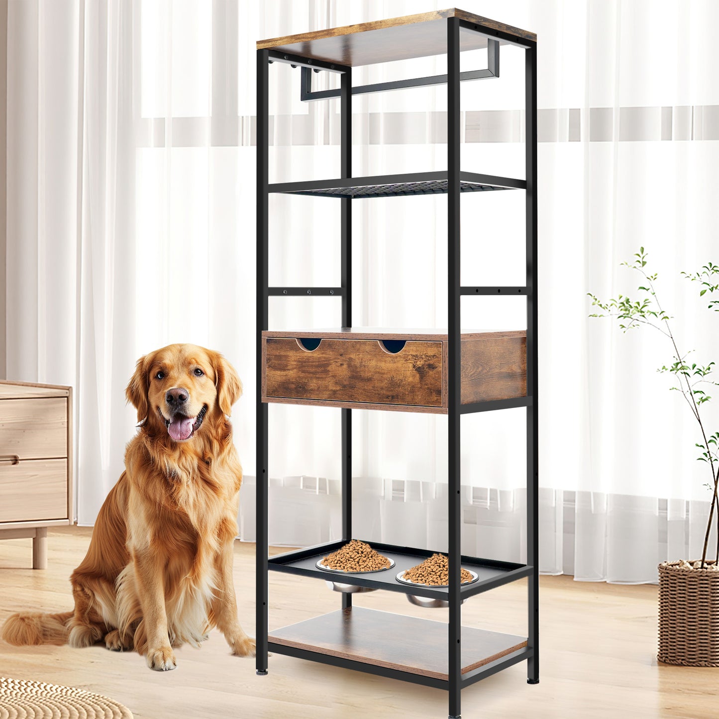 Dog Feeding Station,3 Height Adjustable Raised Bowls, Feeder Station