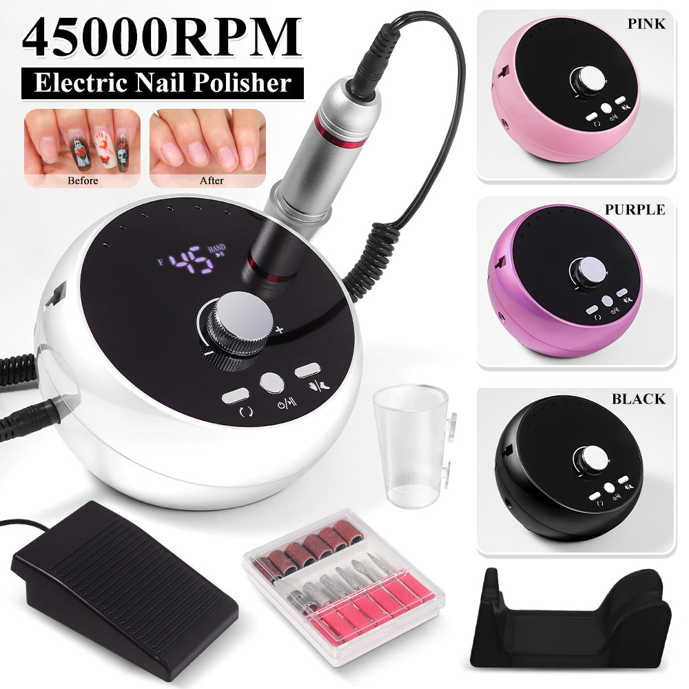 45000RPM Professional Electric Nail Drill - Portable Manicure Sander Set