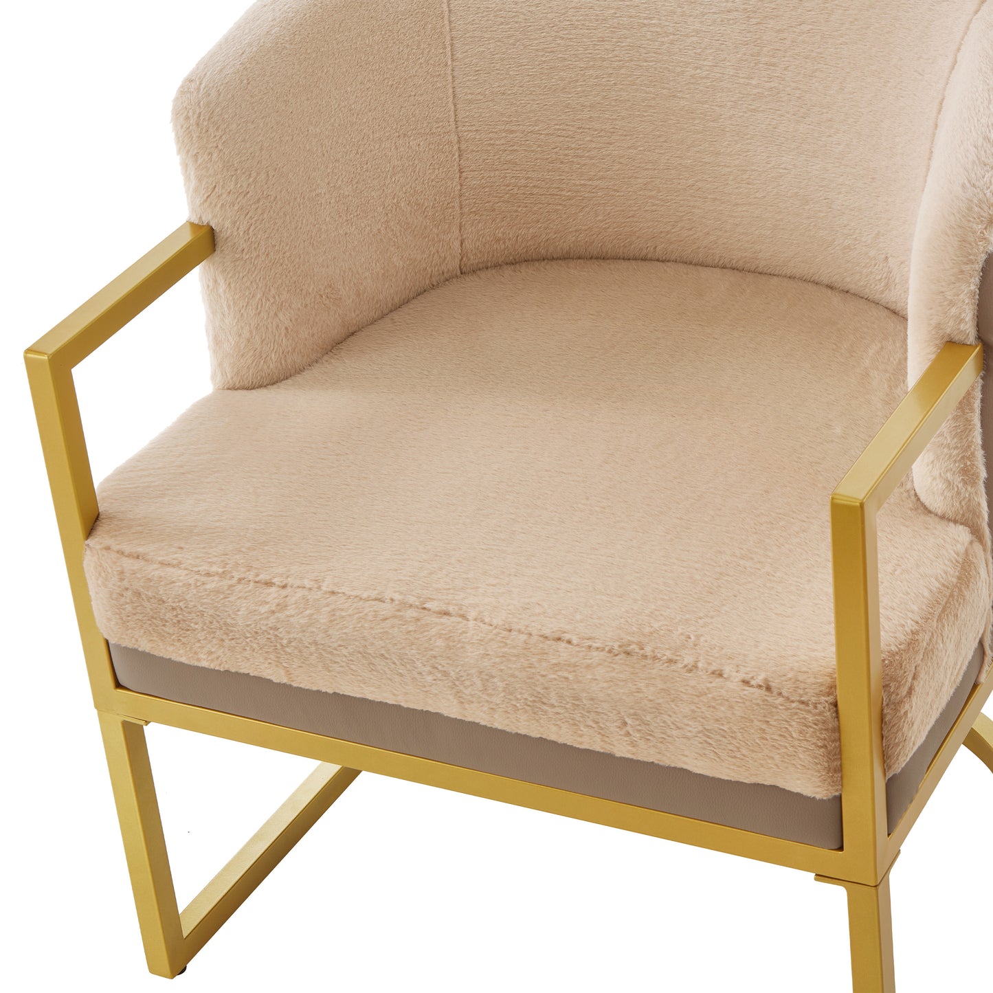 Cozy Upholstered Accent Chair with Gold Metal Frame - Brown