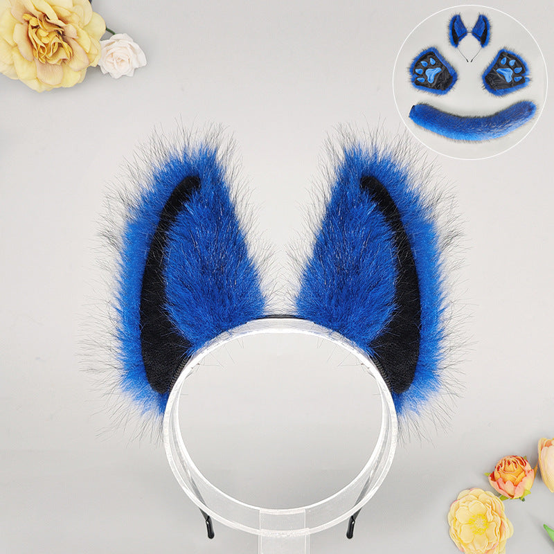 Halloween Werewolf Mascot Costume Props with Plush Ear Headband and Tail